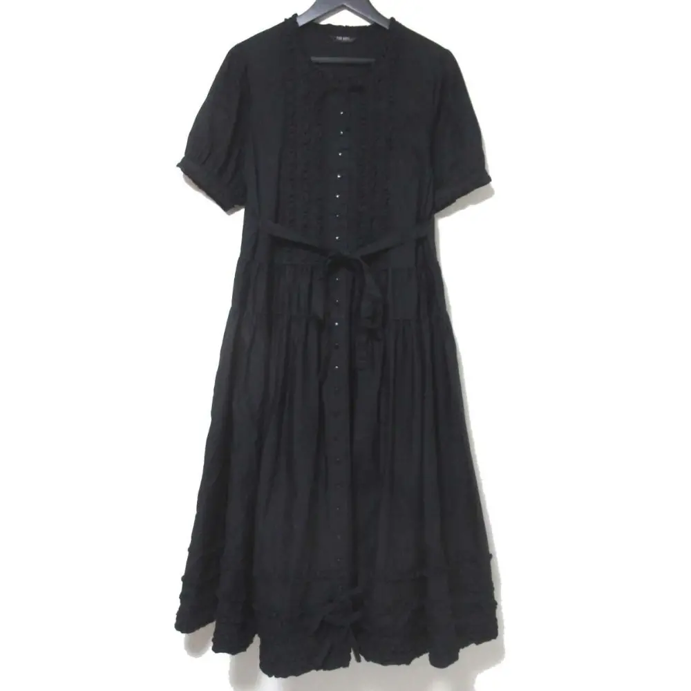 PINK HOUSE ピンクハウス 2023年モデル ロング丈 マキシ丈 ピコフリル リボン ドレス ワンピース A2131FAY369 ブラック