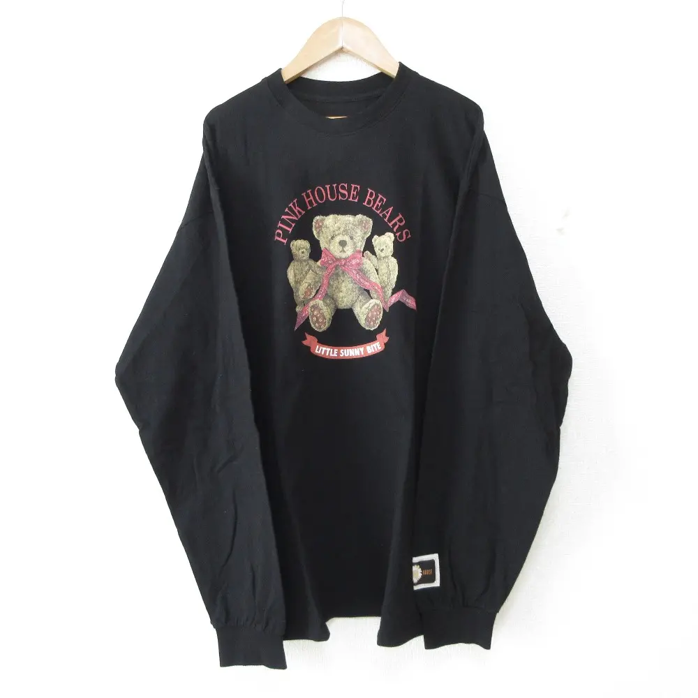 PINK HOUSE ピンクハウス ×リトルサニーバイト コラボ Bear long tee くま ベアプリント 長袖 カットソー Tシャツ F ブラック