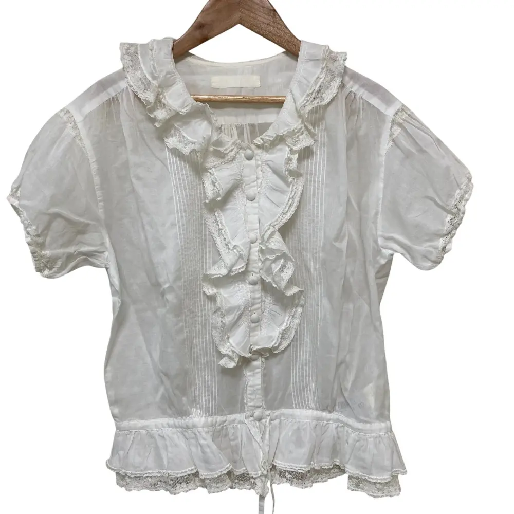 PINK HOUSE ピンクハウス フリル レース プリーツ ブラウス ホワイト