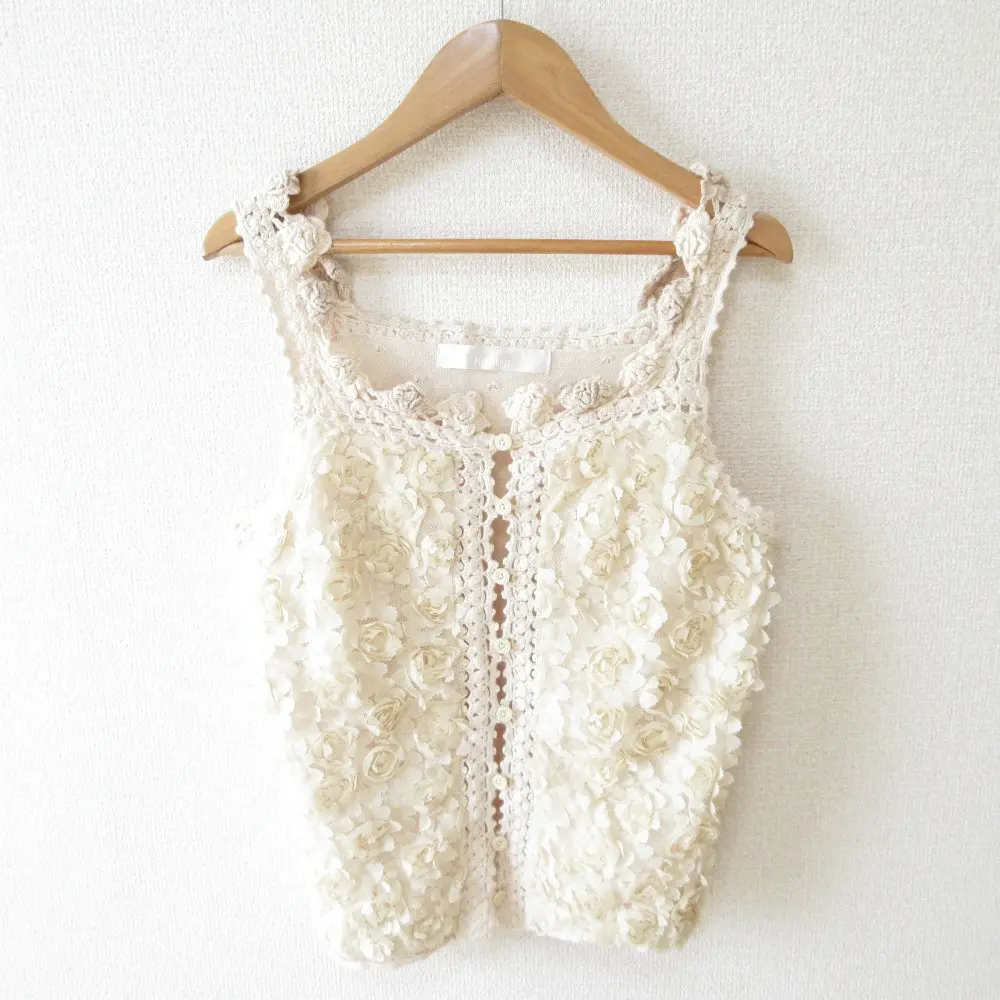 PINK HOUSE ピンクハウス フラワーモチーフ ニット キャミソール ビスチェ ベージュ