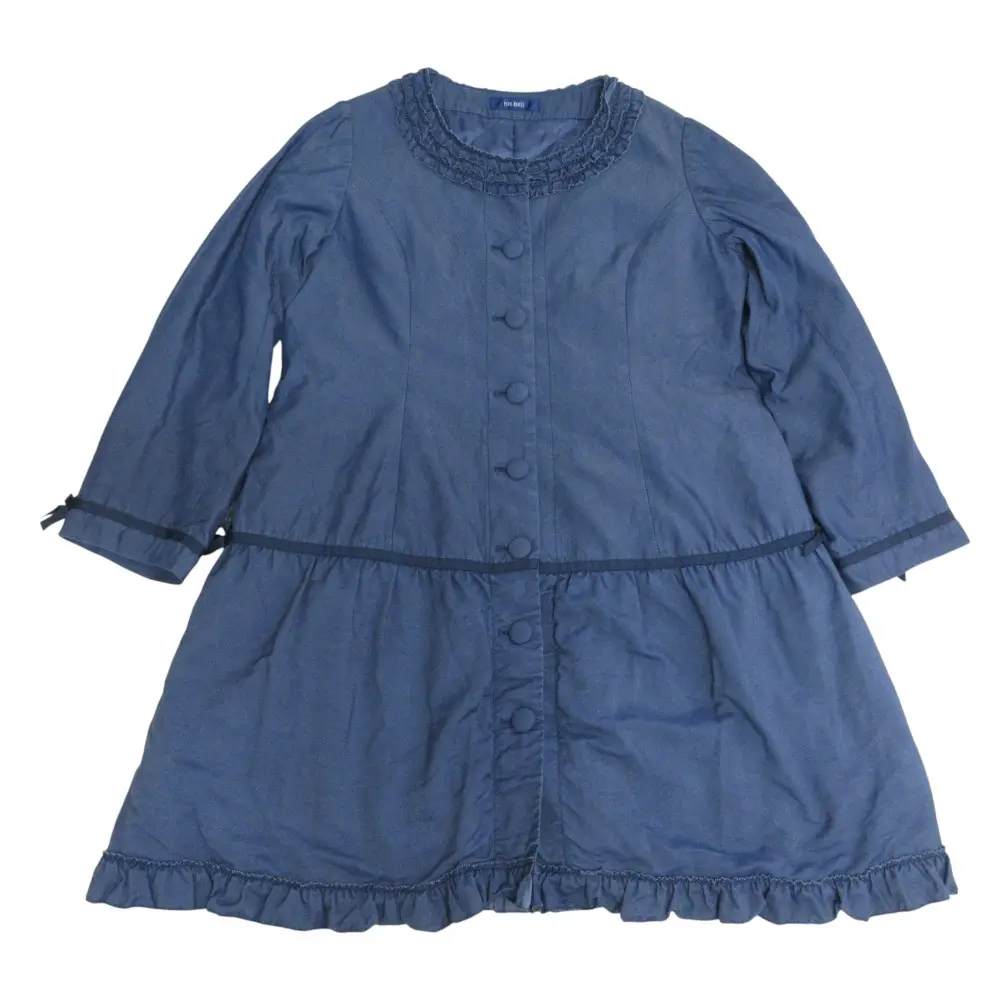 PINK HOUSE ピンクハウス ピコフリル 中綿キルティングライナー ノーカラージャケット ネイビー