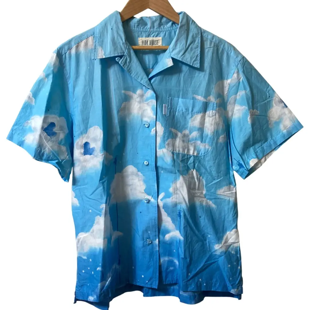 23SS PINK HOUSE ピンクハウス 空プリント ショートスリーブシャツ ブルー