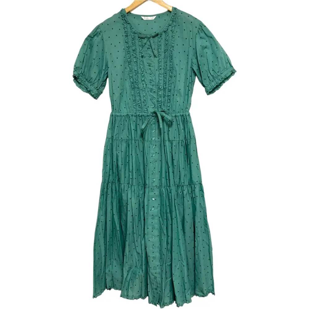 PINK HOUSE ピンクハウス ピコフリル ティアード 水玉ワンピース グリーン