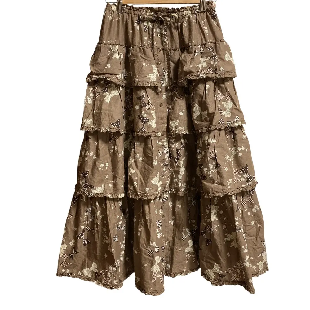 PINK HOUSE ピンクハウス フラワー リボンプリント ティアード スカート A2171FSY102 ブラウン