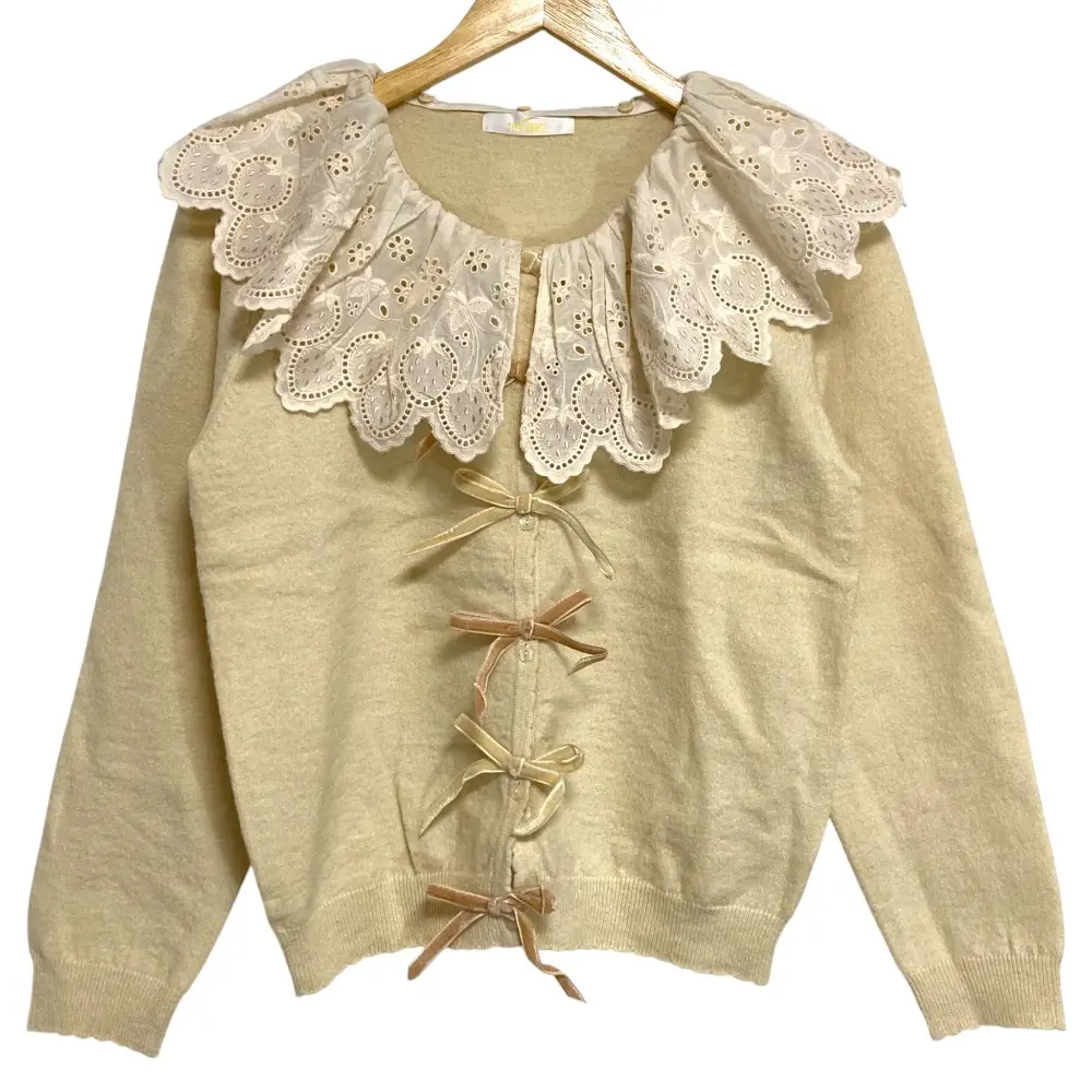 PINK HOUSE ピンクハウス Rambler Berry Laceティペット付きニットカーディガン A2133KCD514 アイボリー