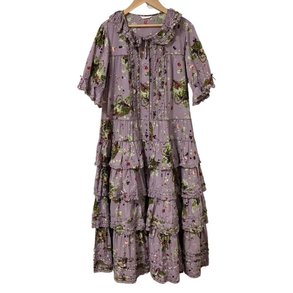 PINK HOUSE ピンクハウス フラワープリント ピコフリル 段々ティアード ワンピース A2103FAY104 パープル