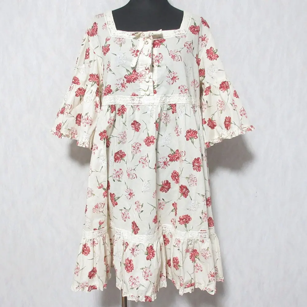 PINK HOUSE ピンクハウス カーネーションプリントチュニックブラウス A2103FBY641 アイボリー