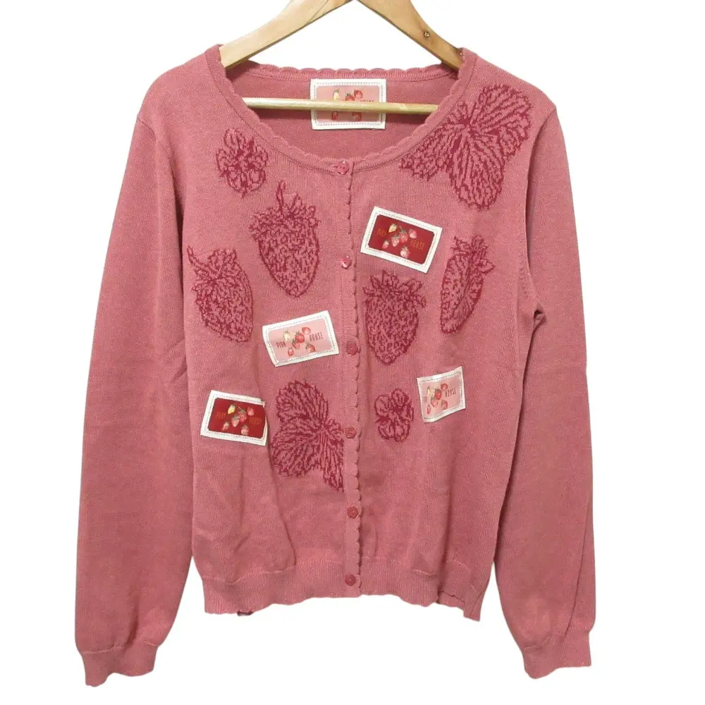 PINK HOUSE ピンクハウス ストロベリー パッチワーク ニットカーディガン A2151KCD272 ピンク