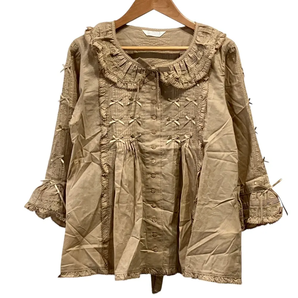 24AW PINK HOUSE ピンクハウス ミニリボンいっぱいブラウス A2143FB384 ベージュ