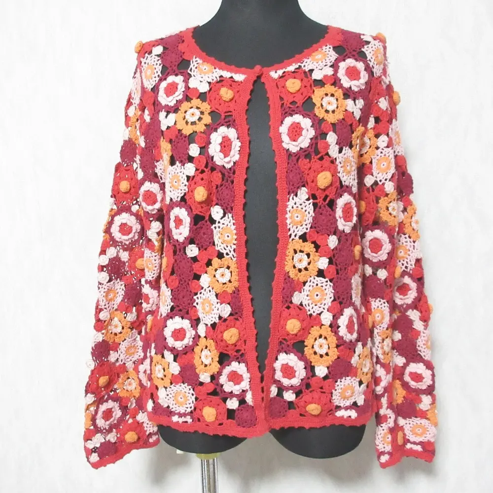 PINK HOUSE ピンクハウス フラワーエンブロイダリー ニット カーディガン P011AKAL02B レッド
