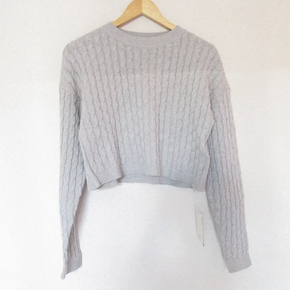 24SS Plage プラージュ 長袖 コットンカシミヤショートアランニット F グレー