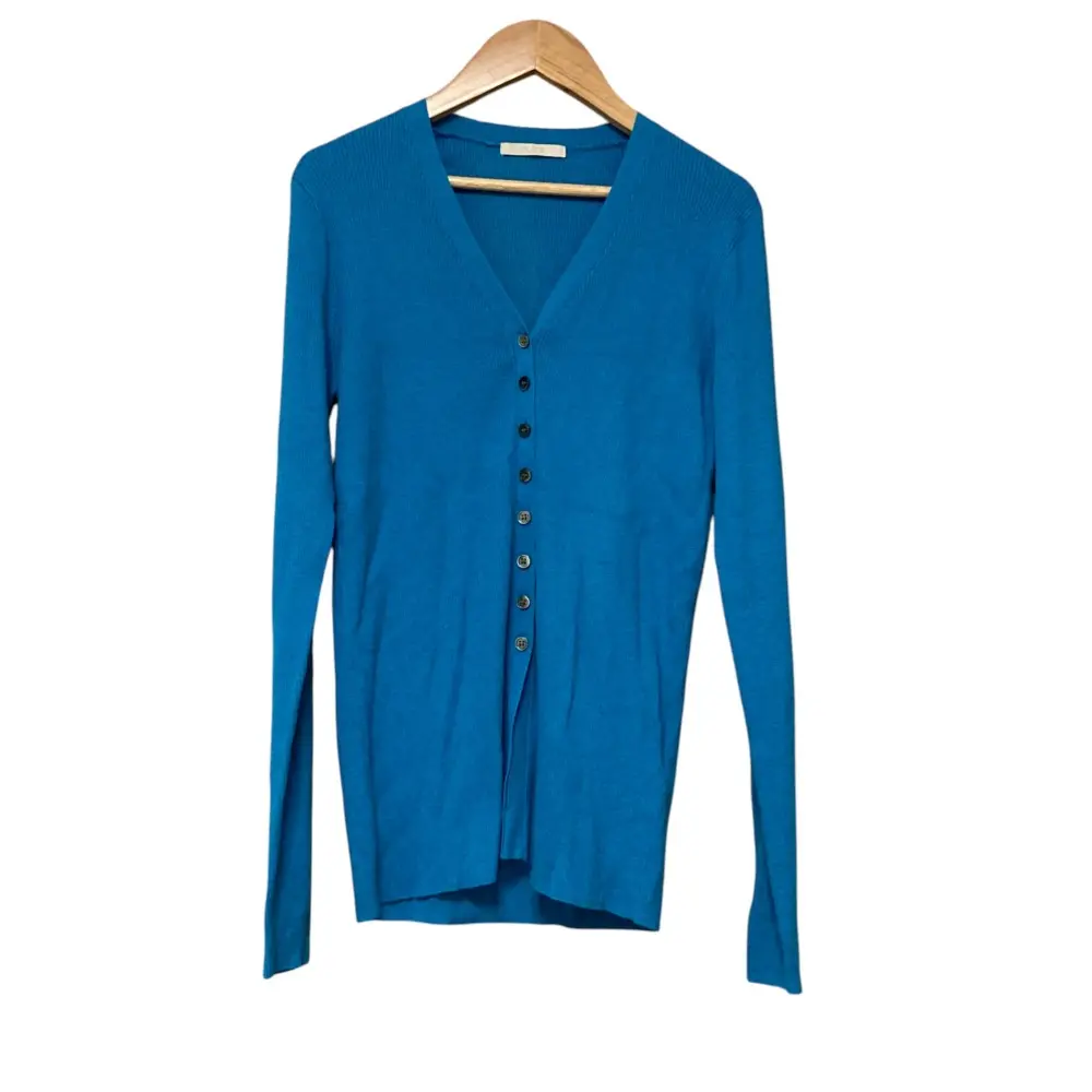 25SS Plage プラージュ floche rib カーディガン Vネック ニット ブルー