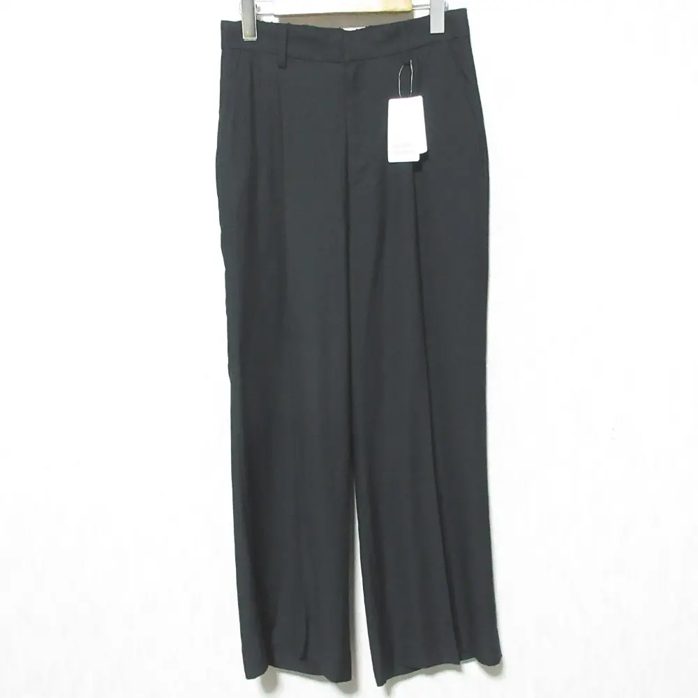 24SS PLAGE プラージュ ウォッシャブル リネン混 ハイウエストワイドパンツ サイズ40 ブラック