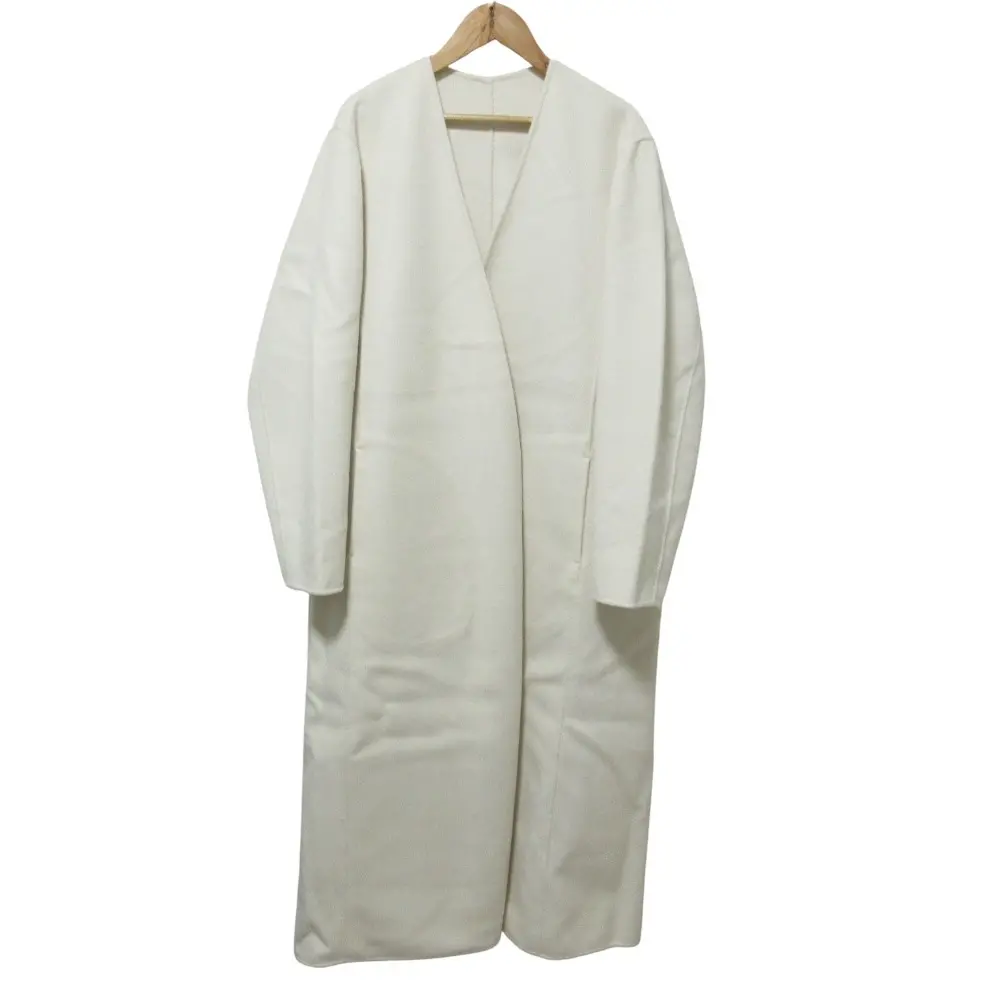 PLAGE プラージュ フロントオープン ノーカラー リバーコート 38 オフホワイト