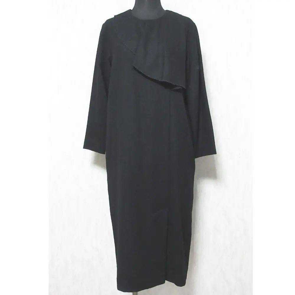 PLAIN PEOPLE プレインピープル アシンメトリーデザイン 長袖 ひざ丈 ミディ丈 Iライン ワンピース ドレス 2 ブラック