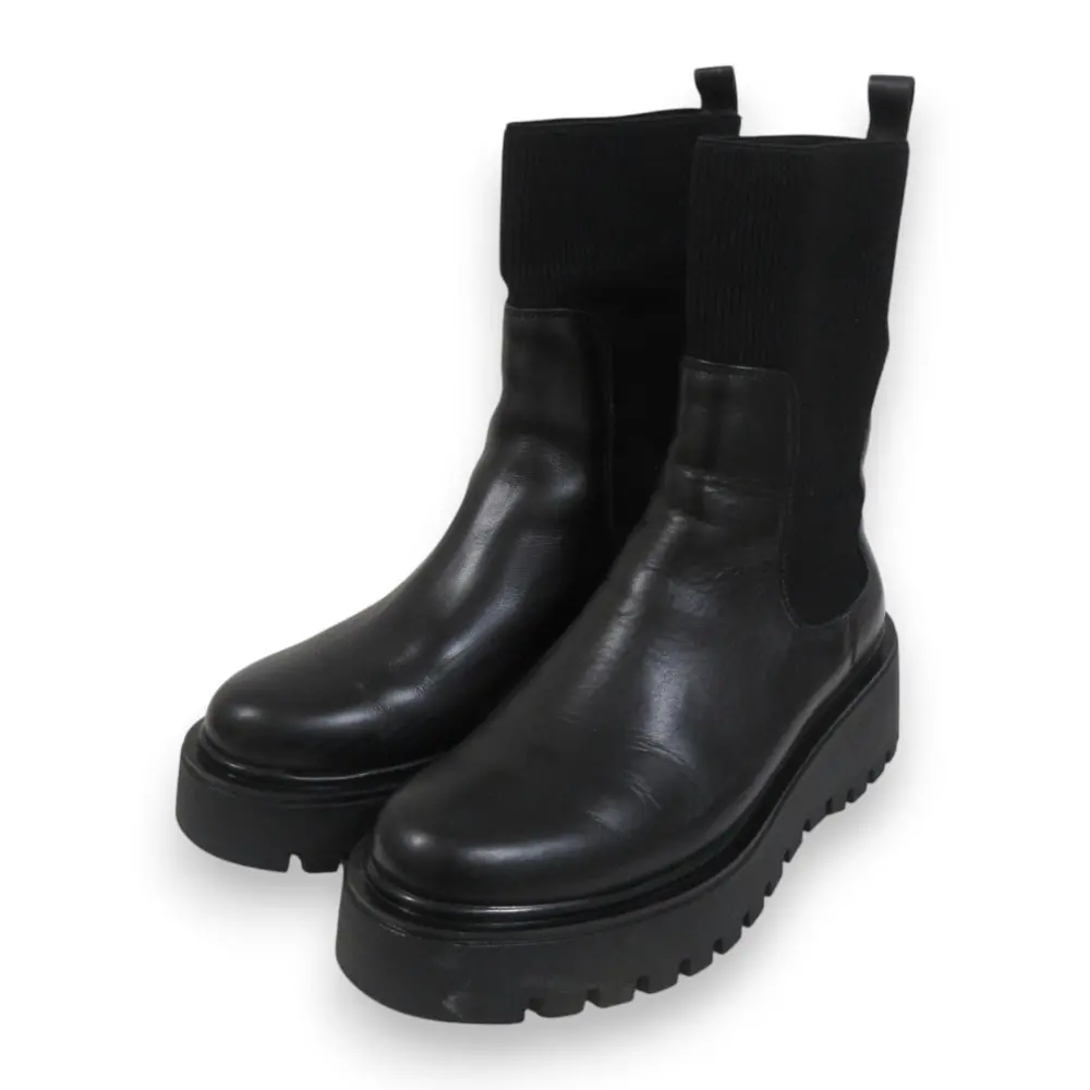 PLAIN PEOPLE プレインピープル コルソローマ9 レザー サイドゴア アンクルブーツ A1534PSH503 36 約23cm ブラック