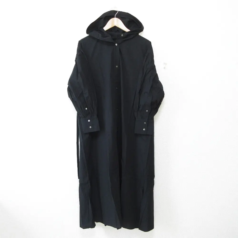 23SS PLAIN PEOPLE プレインピープル フーデッドシャツワンピース サイズ3 ブラック