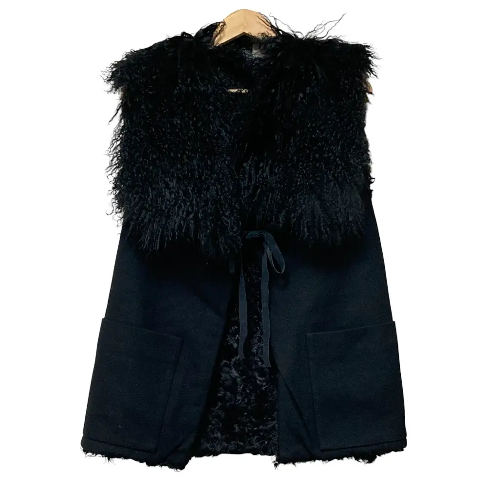 PLAIN PEOPLE プレインピープル ラムファーベスト ジレ サイズ3 ブラック