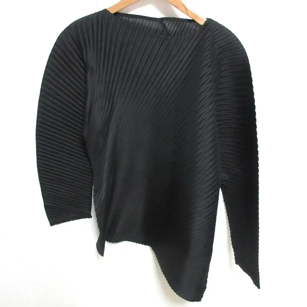 PLEATS PLEASE ISSEY MIYAKE プリーツプリーズイッセイミヤケ 長袖 斜めプリーツ カットソー 2 ブラック