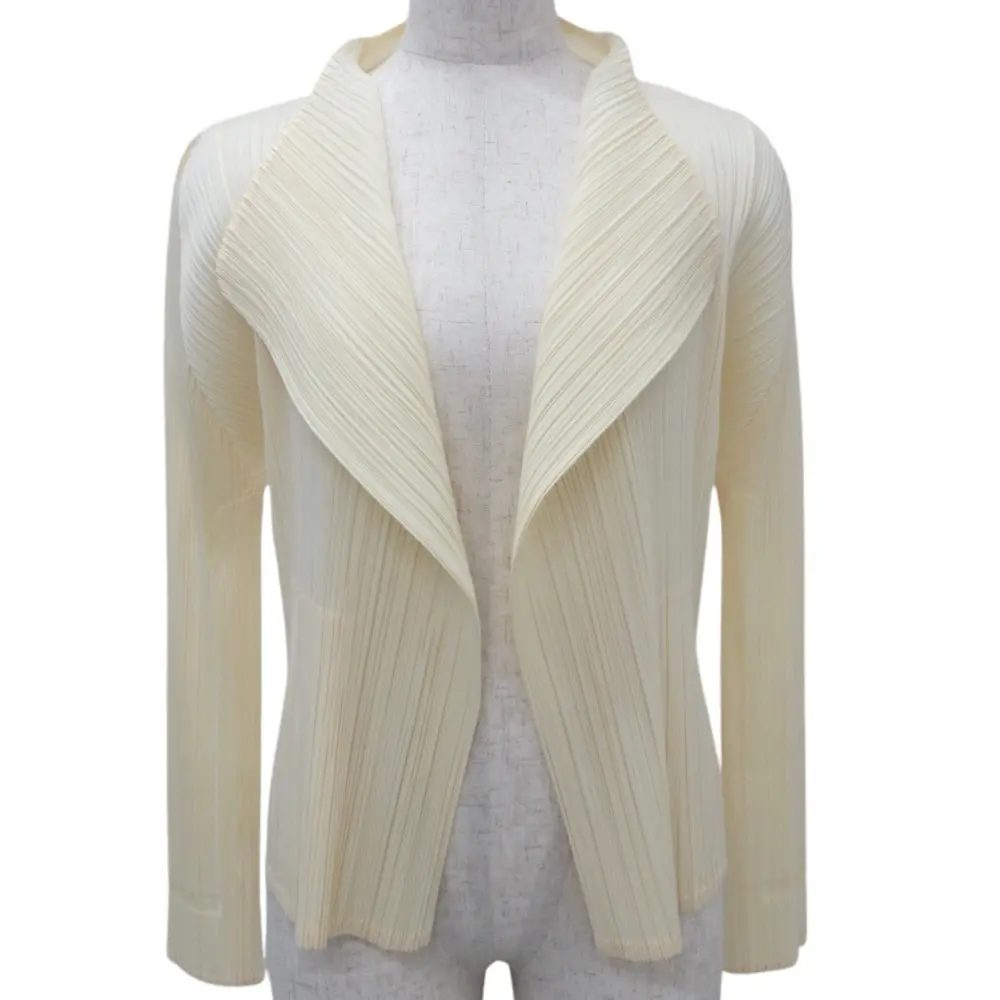 PLEATS PLEASE プリーツプリーズ イッセイミヤケ ボタンレス プリーツ カーディガン ブラウス PP71-JO162 サイズ3 クリーム