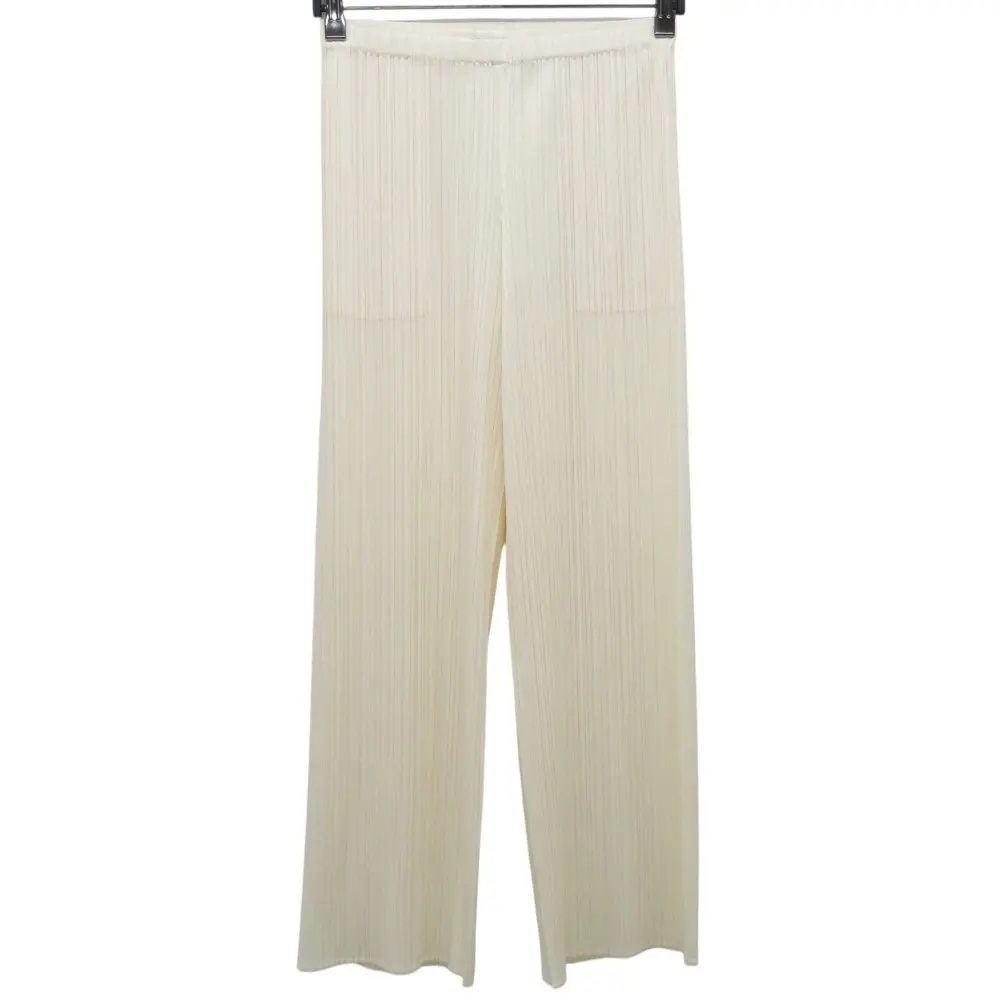 クリーニング済み PLEATS PLEASE プリーツプリーズ イッセイミヤケ プリーツ ワイドパンツ PP81-JF962 サイズ2 アイボリー