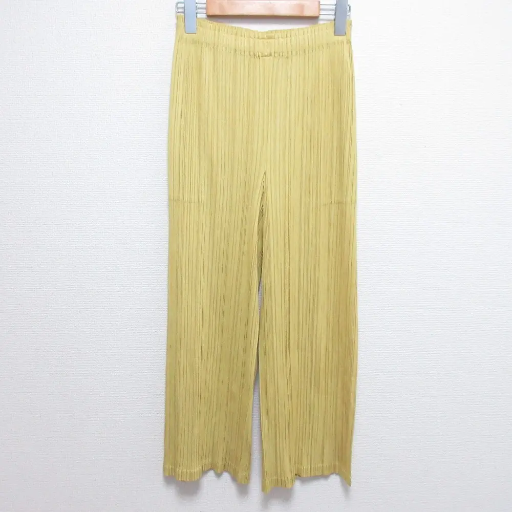 PLEATS PLEASEプリーツプリーズ プリーツ ワイドパンツ PP01-JF595 サイズ3 イエロー
