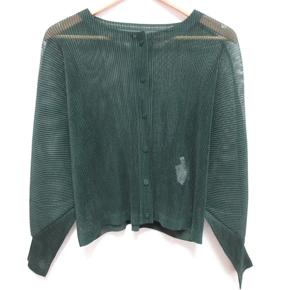 22AW PLEATS PLEASE プリーツプリーズ メッシュプリーツ カーディガン PP23FO362 サイズ3 グリーン