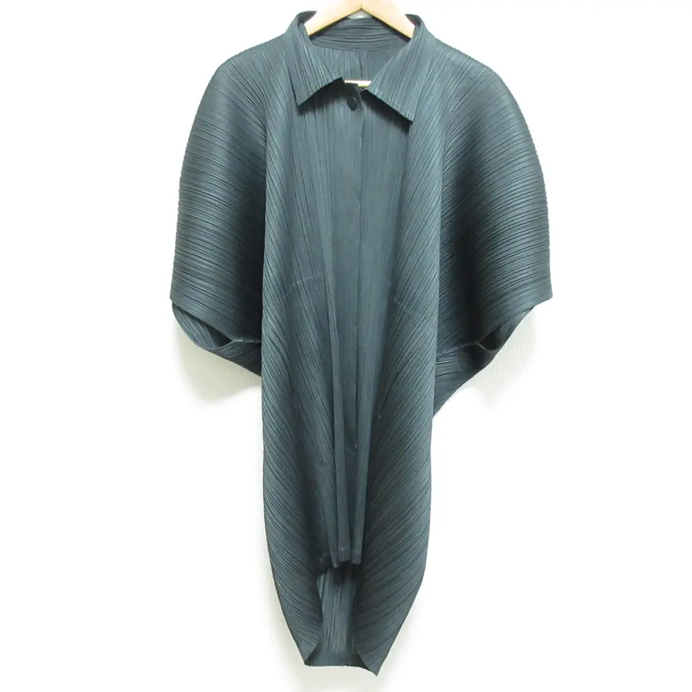 21AW PLEATS PLEASE プリーツプリーズ 比翼デザイン 変形 シャツワンピース PP13-JA522 サイズ3 グレー