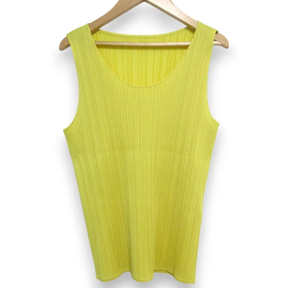 PLEATS PLEASE ISSEY MIYAKE プリーツプリーズ イッセイミヤケ ノースリーブ カットソー PP41-JK600 Mサイズ イエロー