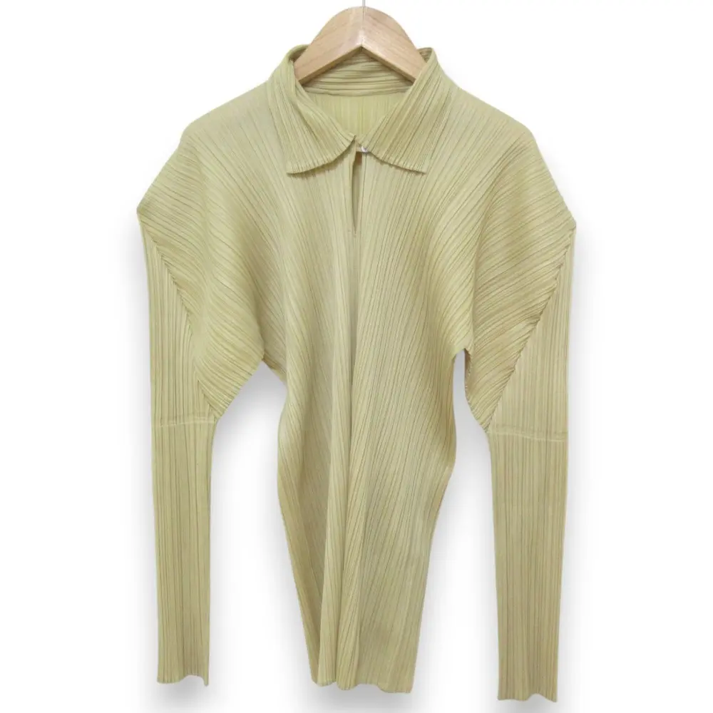 PLEATS PLEASE プリーツプリーズ イッセイミヤケ プルオーバー 長袖 プリーツシャツ ブラウス PP04-JK606 サイズ4 ベージュ