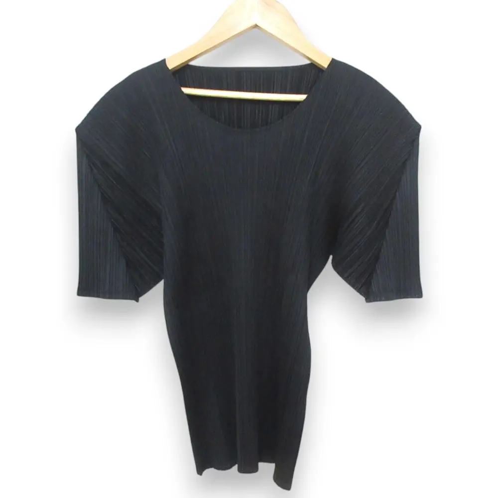 PLEATS PLEASE ISSEY MIYAKE プリーツプリーズ イッセイミヤケ 半袖 プリーツカットソー PP05-JK004 サイズ4 ブラック