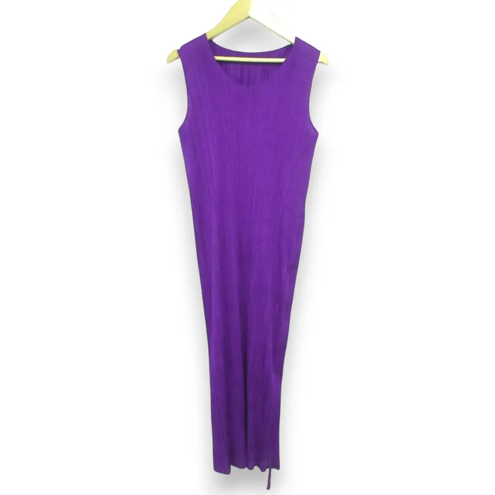 22SS PLEATS PLEASE ISSEY MIYAKE プリーツプリーズ イッセイミヤケ スリットファスナー ノースリーブ ロングワンピース 3 パープル