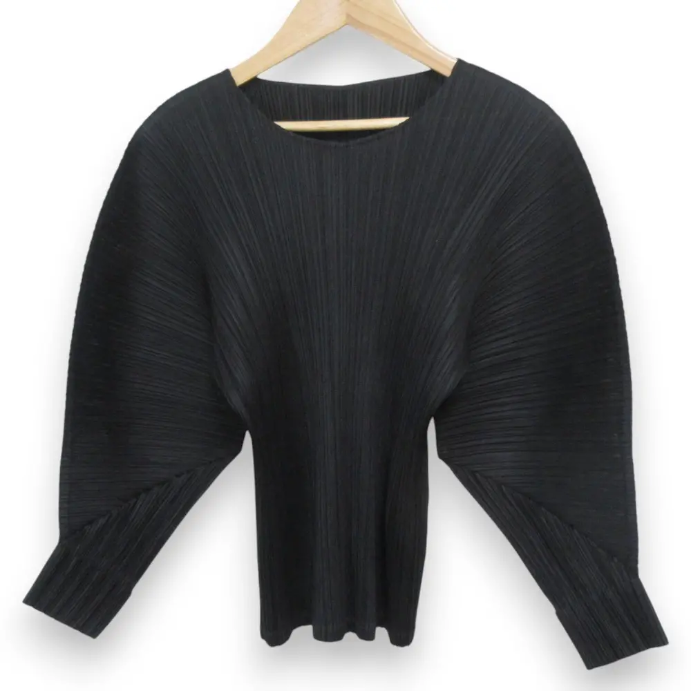 22SS PLEATS PLEASE ISSEY MIYAKE プリーツプリーズ イッセイミヤケ ドルマンスリーブ 長袖 カットソー サイズ3 PP21-JK112 ブラック