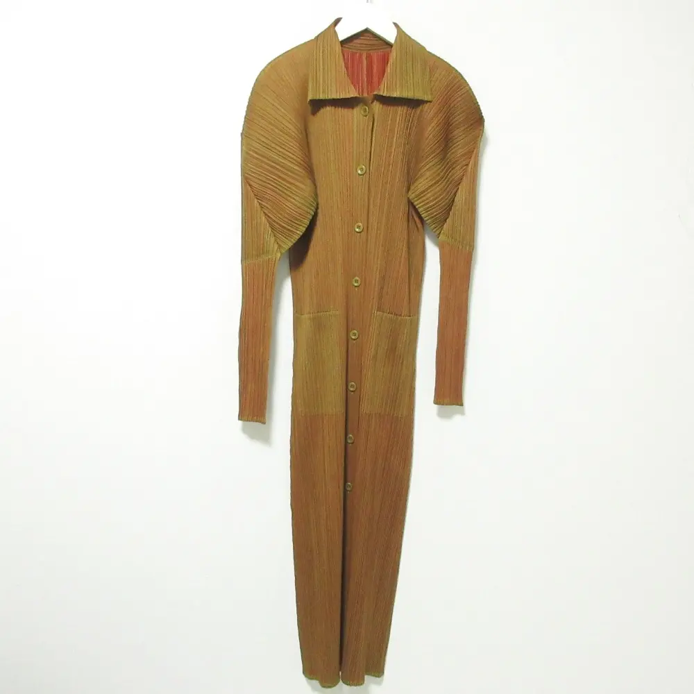 PLEATS PLEASE ISSEY MIYAKE プリーツプリーズ イッセイミヤケ ロングシャツドレス ワンピース PP64-JA522 2 玉虫色 ブラウン系