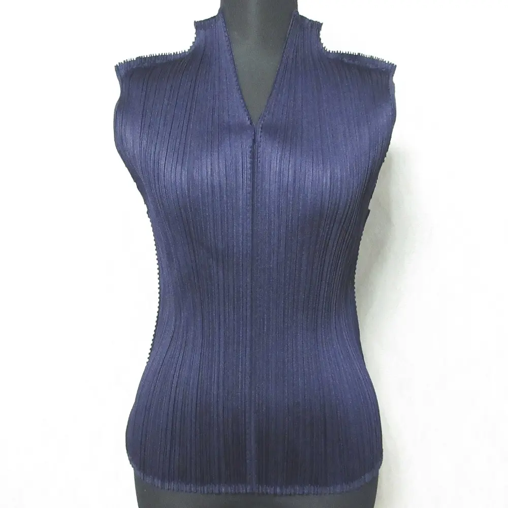 PLEATS PLEASE ISSEY MIYAKE プリーツプリーズ イッセイミヤケ Vネックノースリーブ プリーツカットソー PP33-JK171 3 パープル