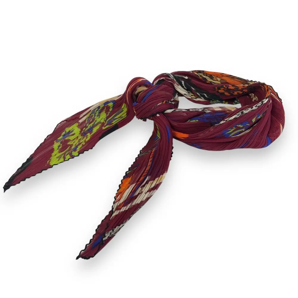 PLEATS PLEASE ISSEY MIYAKE プリーツプリーズ イッセイミヤケ アロハ柄 プリーツ ストール ボルドー