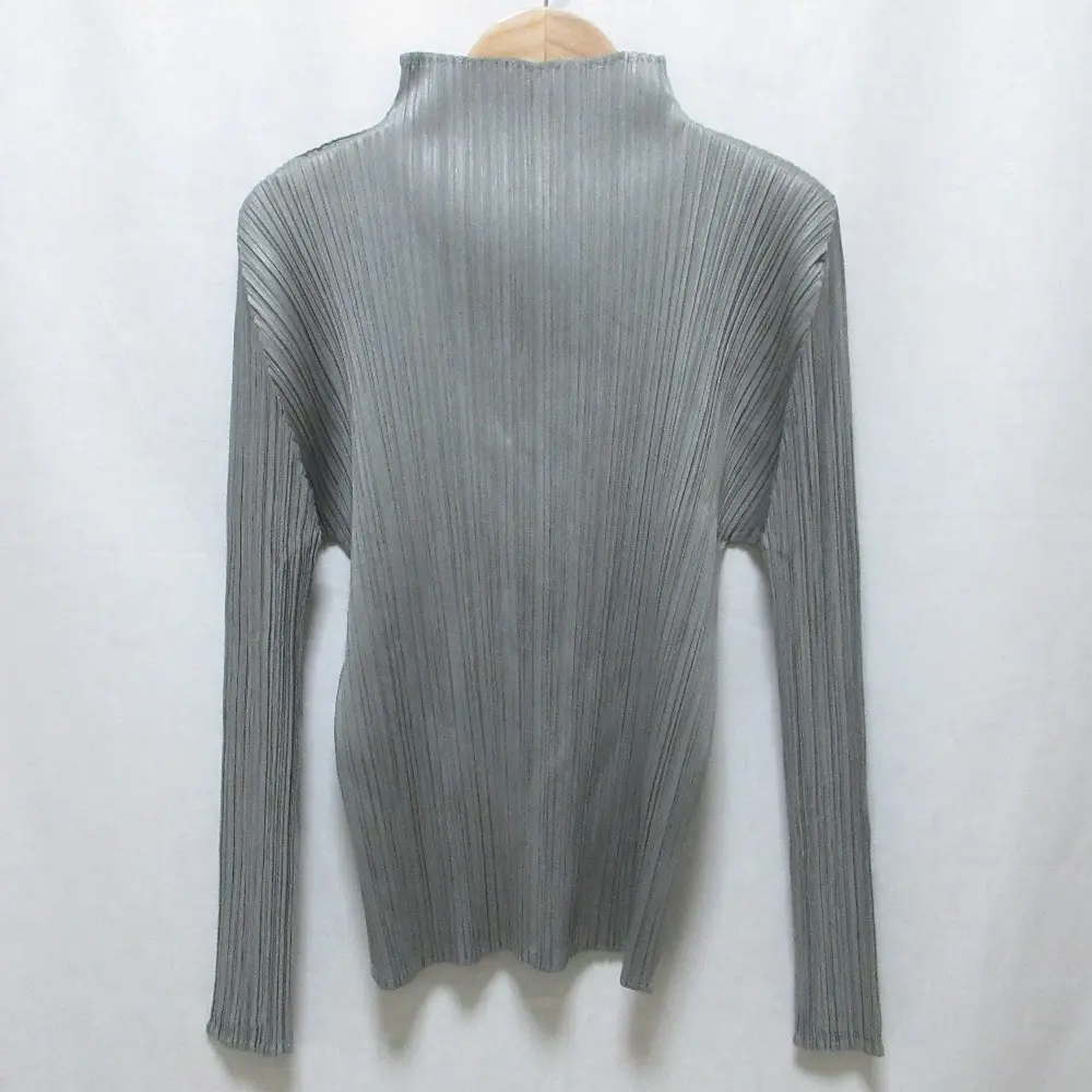 PLEATS PLEASE ISSEY MIYAKE プリーツプリーズ イッセイミヤケ ハイネック 長袖 プリーツカットソー 3 グレー