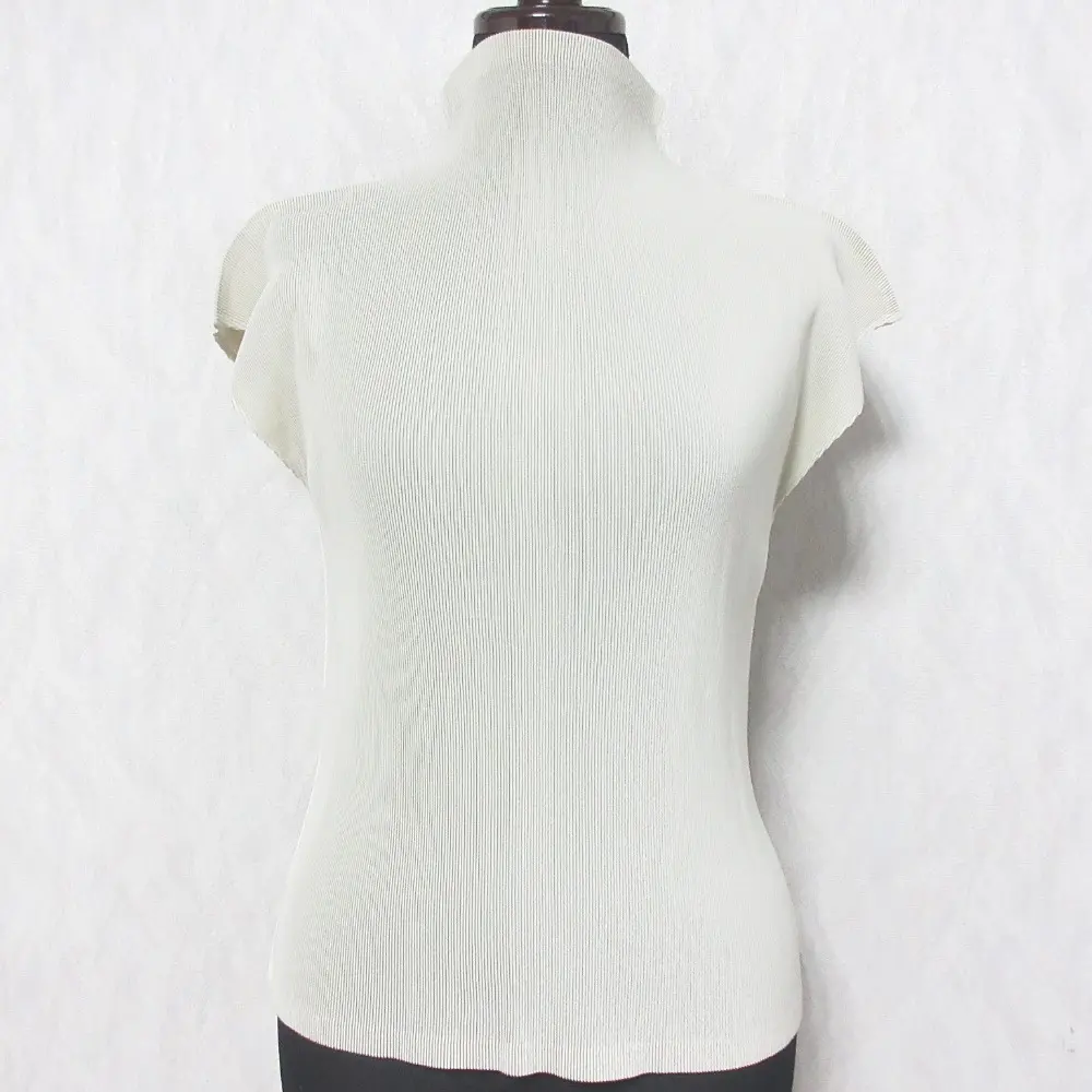 PLEATS PLEASE ISSEY MIYAKE プリーツプリーズ イッセイミヤケ フレンチスリーブ ハイネック カットソー PP31-FK345 3 ベージュ
