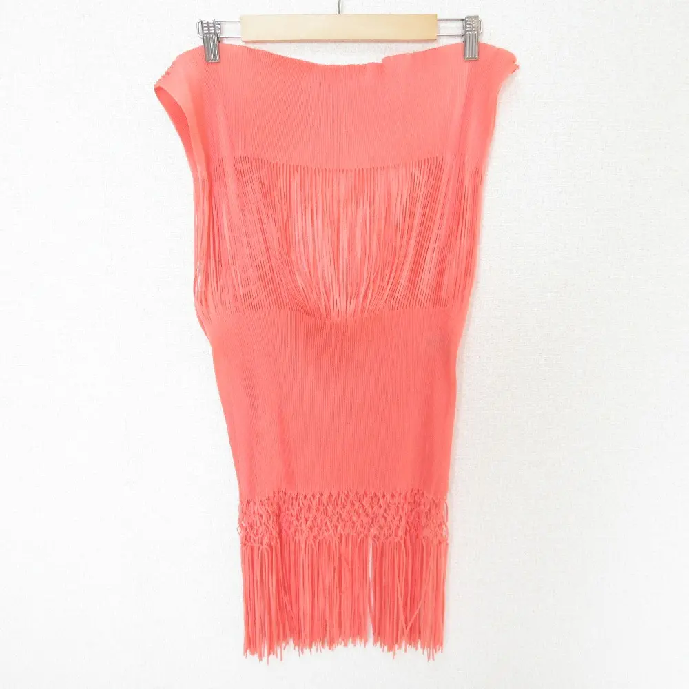 PLEATS PLEASE プリーツプリーズ イッセイミヤケ フリンジストール オレンジ