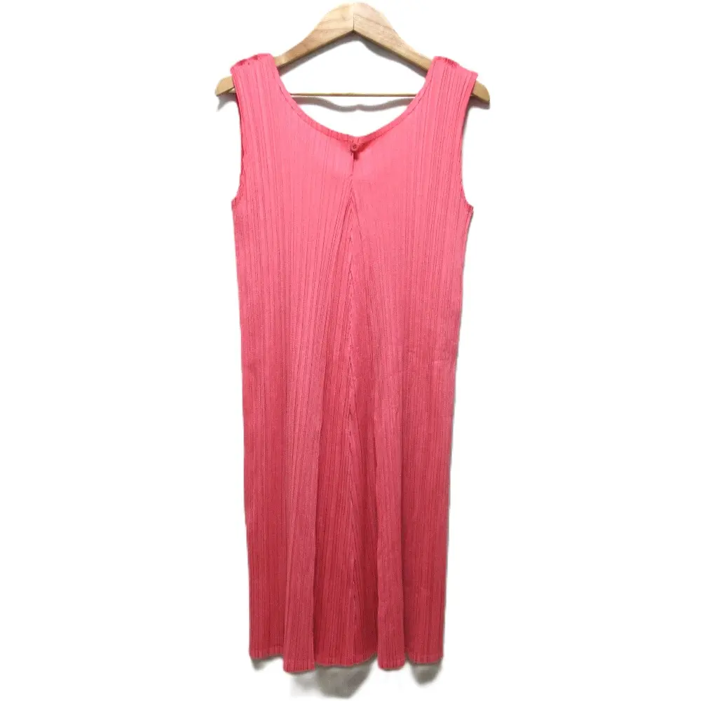 ISSEY MIYAKE PLEATS PLEASE イッセイミヤケ プリーツプリーズ ノースリーブプリーツチュニック ミニワンピース 3 Lサイズ ピンク