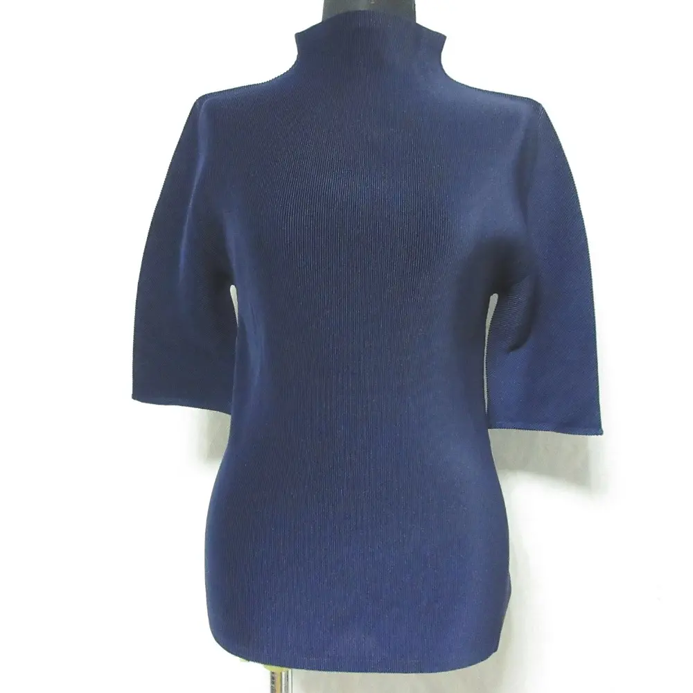 PLEATS PLEASE ISSEY MIYAKE プリーツプリーズ イッセイミヤケ ハーフスリーブ ハイネック カットソー PP33-FK373 3 ネイビー