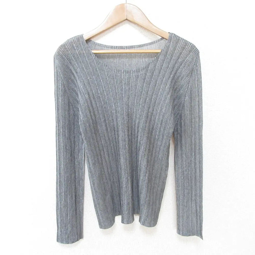 PLEATS PLEASE プリーツプリーズ イッセイミヤケ 長袖 プリーツカットソー トップス PP55-FK112 3 グレー