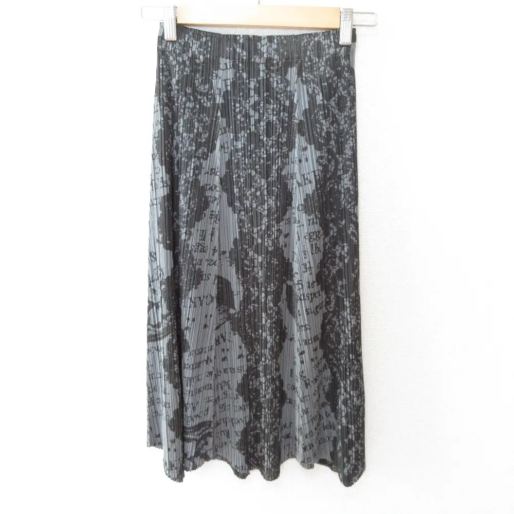 PLEATS PLEASE プリーツプリーズ イッセイミヤケ Food Recipe Design Flare Skirt レシピ柄 イージースカート PP71-JG814 1 グレー