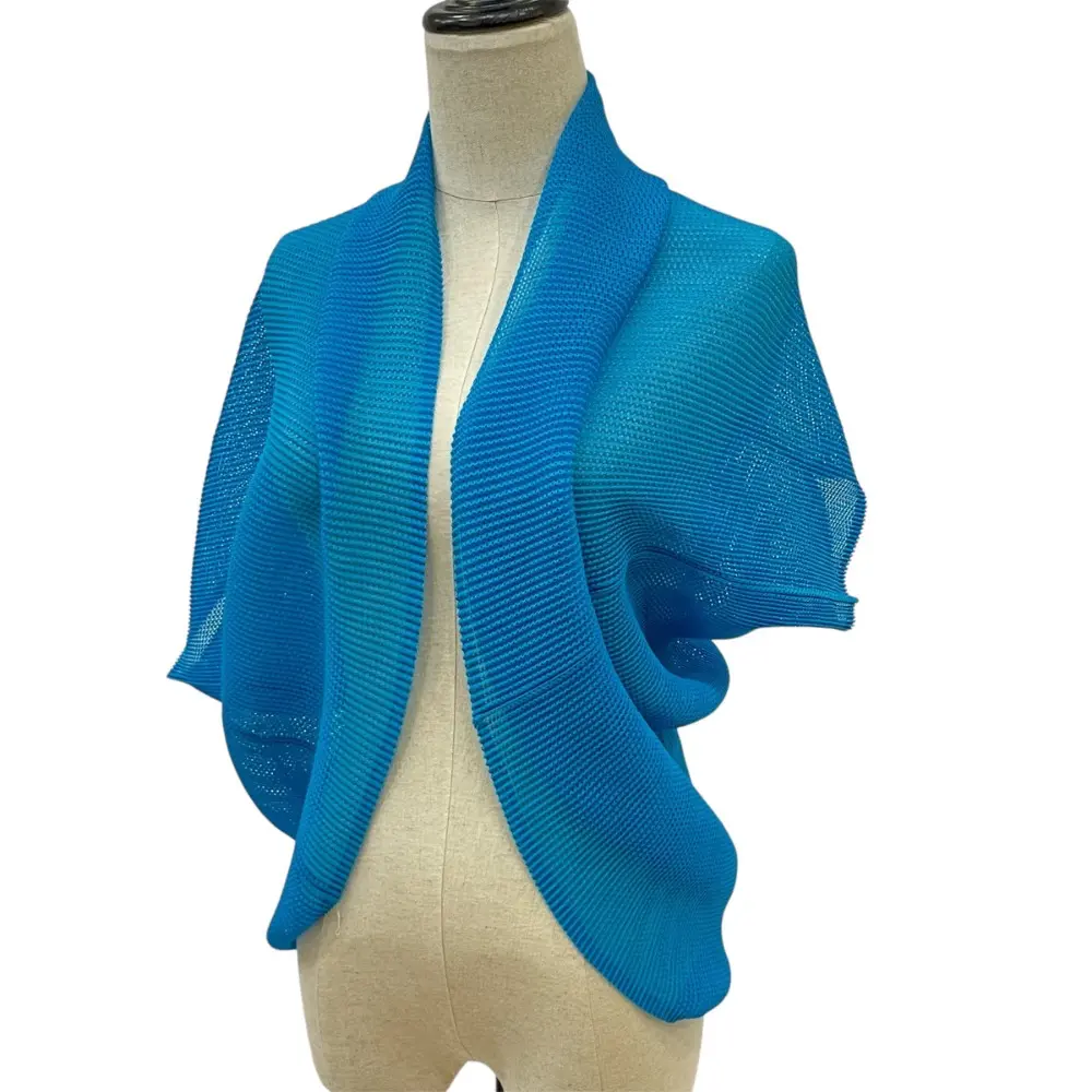 PLEATS PLEASE プリーツプリーズ イッセイミヤケ ハーフスリーブ メッシュボレロ カーディガン PP41-F0275 ブルー