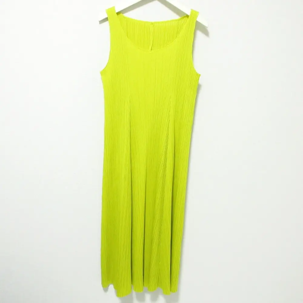 PLEATS PLEASE ISSEY MIYAKE プリーツプリーズイッセイミヤケ ノースリーブ ロングフレアドレス ワンピース PP41-JH224 3 イエロー