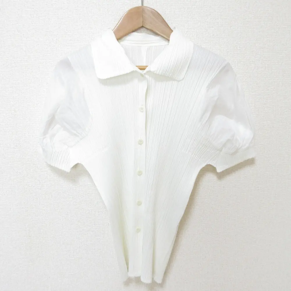 PLEATS PLEASE ISSEY MIYAKE プリーツプリーズ イッセイミヤケ パフスリーブ シャツ ブラウス PP91-JJ694 3 ホワイト