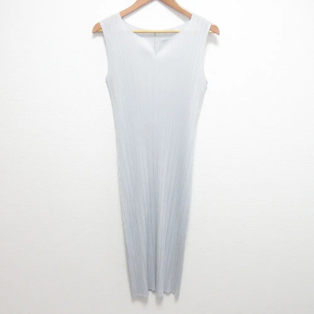 PLEATS PLEASE ISSEY MIYAKE プリーツプリーズ イッセイミヤケ ノースリーブ プリーツワンピース PP55-JH101 サイズ3 ライトグレー