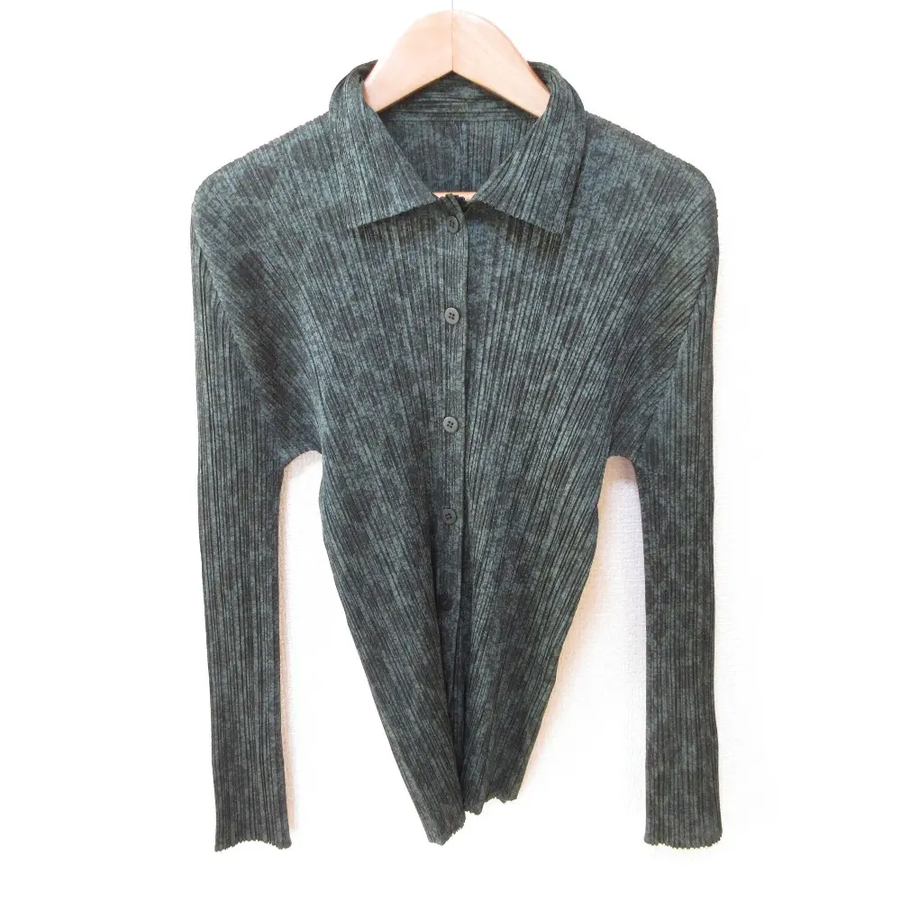 PLEATS PLEASE ISSEY MIYAKE プリーツプリーズ イッセイミヤケ 転写プリント ロングスリーブ シャツ PP73-JJ103 3 カーキ