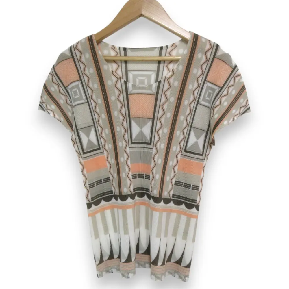 PLEATS PLEASE ISSEY MIYAKE プリーツプリーズ イッセイミヤケ 総柄プリント フレンチスリーブ カットソー 3 マルチカラー