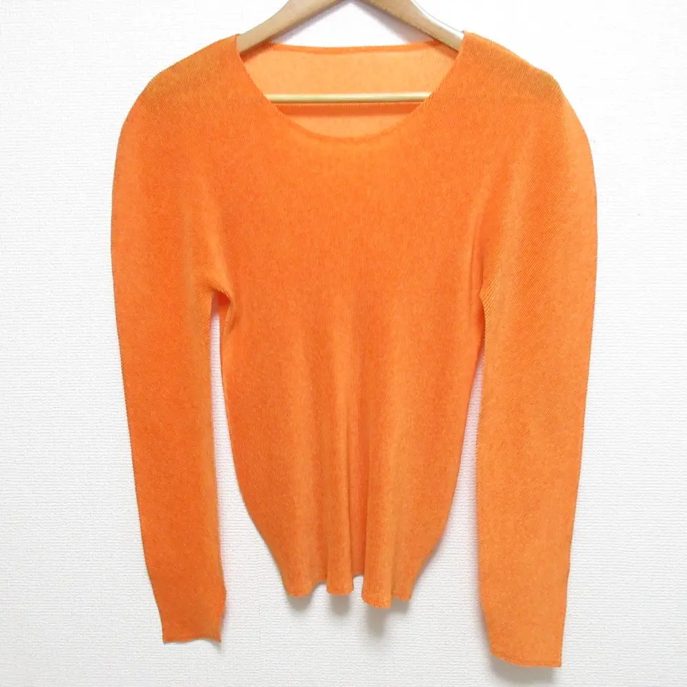 PLEATS PLEASE ISSEY MIYAKE プリーツプリーズ イッセイミヤケ 長袖 プリーツ カットソー  PP19-JK314 サイズ3 オレンジ
